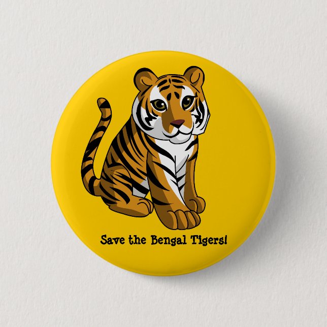 Badge Rond 5 Cm Tigres de Bengale (Devant)