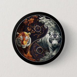 Badge Rond 5 Cm Tigres Yin Yang