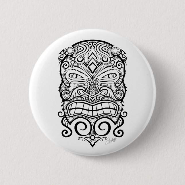 Badge Rond 5 Cm Tiki mask (Devant)
