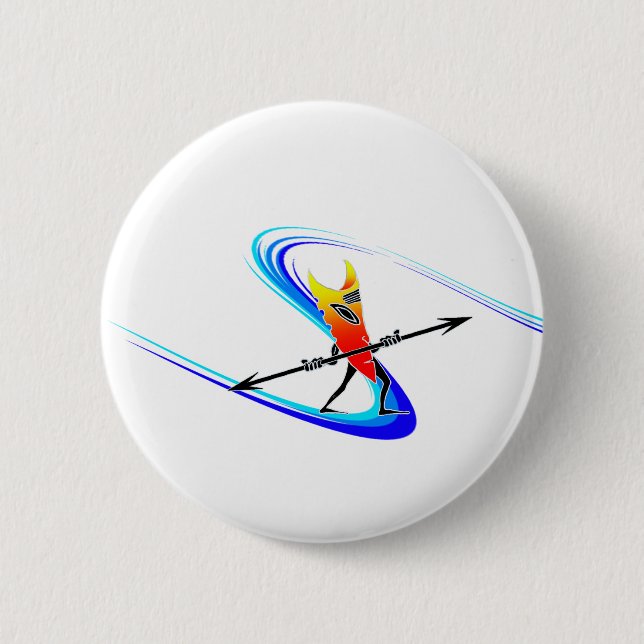 Badge Rond 5 Cm Tiki Surfer (Devant)