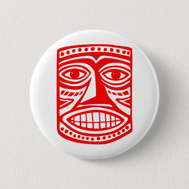 Badge Rond 5 Cm Tiki Toby - Rouge (Devant)