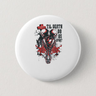 Badge Rond 5 Cm Till Death Do Us Part - Minimalist Skeleton Art Fo
