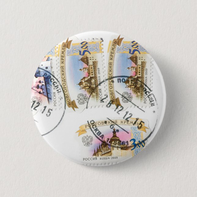 Badge Rond 5 Cm Timbres russes (Devant)