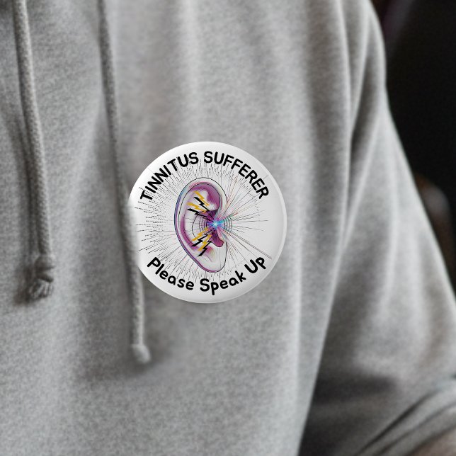 Badge Rond 5 Cm  Tinnitus Sufferer Please Speak Up Hearing Conditi (Créateur téléchargé)