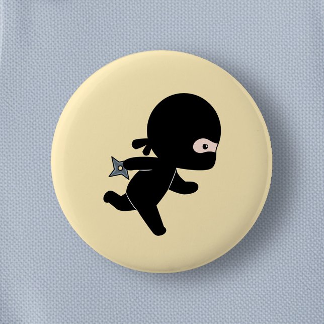 Badge Rond 5 Cm Tiny Ninja coule sur Jaune (Créateur téléchargé)