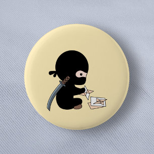 Badge Rond 5 Cm Tiny Ninja Origami Papier Étoile Jaune