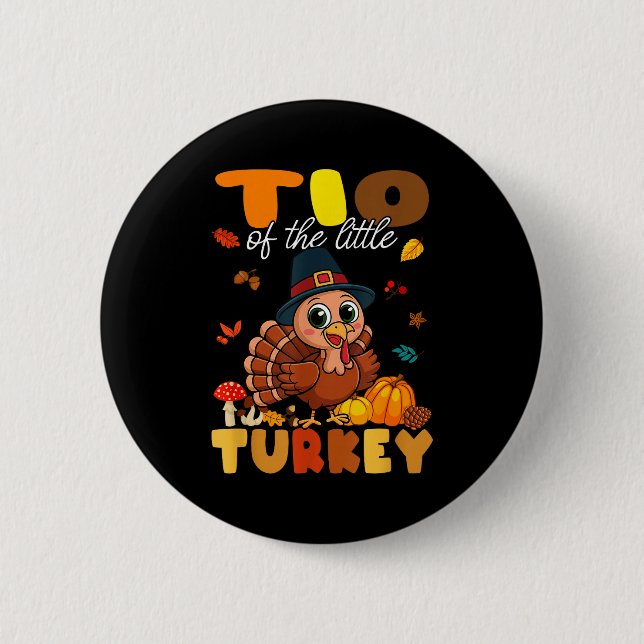 Badge Rond 5 Cm Tio Of The Little Turkey Thanksgiving Baby Shower  (Devant)