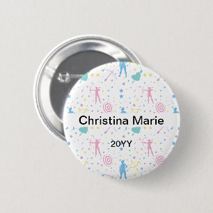 Badge Rond 5 Cm Tir à l'arc féminin - Archer Bow Arrow