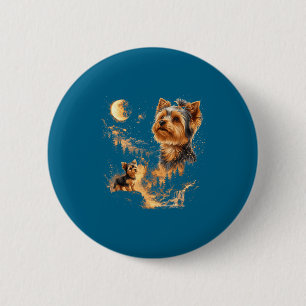 Badge Rond 5 Cm Tireur Yorkshire Terrier drôle Hurlement Lune Vint