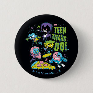 Badge Rond 5 Cm Titans Ados, allez !   Gnarly 90's Pizza Graphic