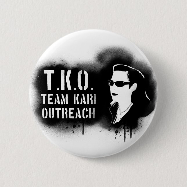 Badge Rond 5 Cm TKO - Pochoir noir (Devant)