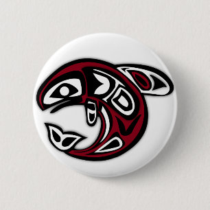 Badge Rond 5 Cm Tlingit Orca Totem Tattoo Killer Whale Art