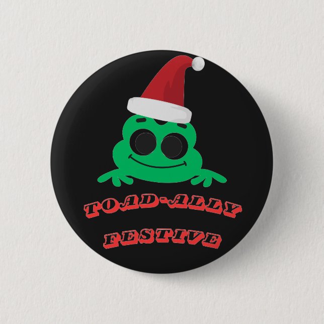 Badge Rond 5 Cm Toad-ally Festive Christmas Frog _ Cute Holiday De (Devant)
