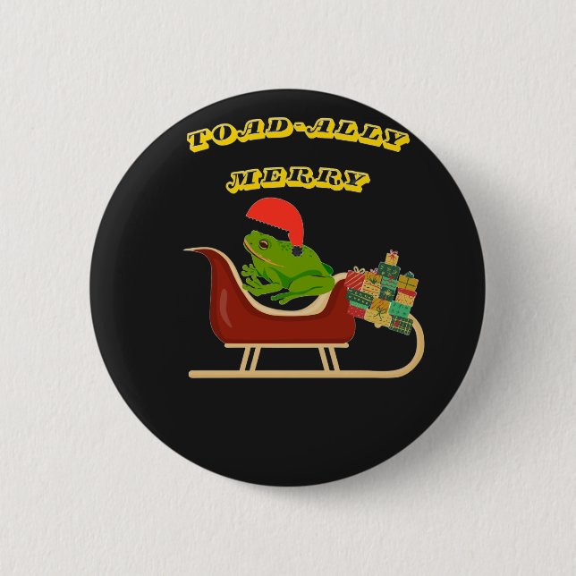Badge Rond 5 Cm Toad-ally Merry Frog Christmas Tee (Devant)