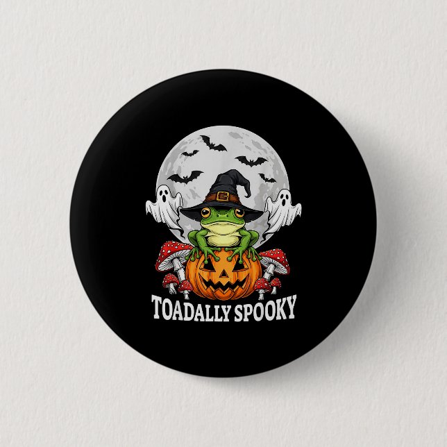 Badge Rond 5 Cm Toadally Soky Funny Halloween Frog On Pumpkin Full (Devant)