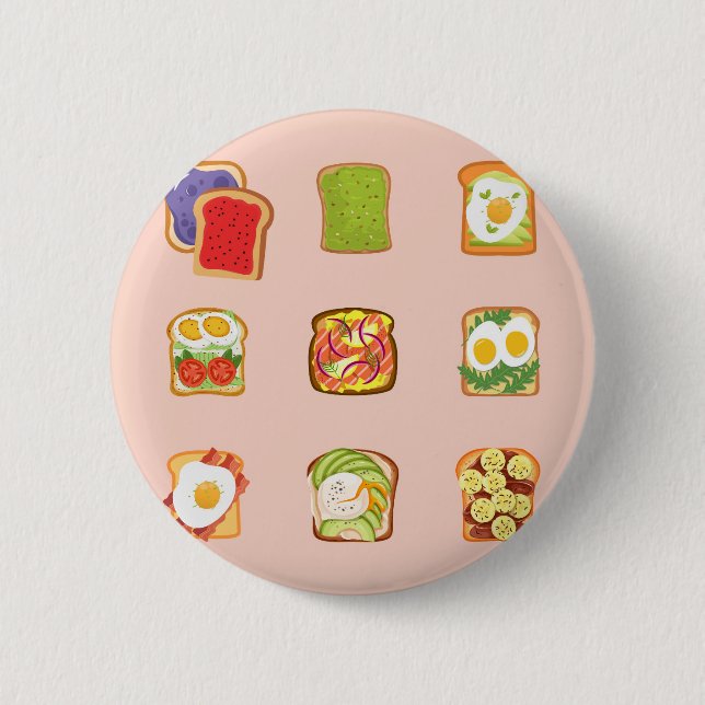 Badge Rond 5 Cm Toast au Brunch Motif (Devant)