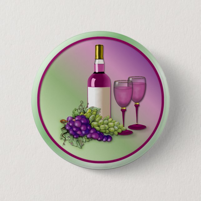 Badge Rond 5 Cm Toast de vin et de raisins (Devant)