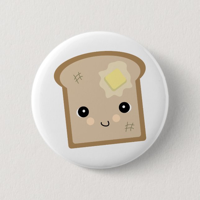 Badge Rond 5 Cm toast kawaii mignon (Devant)