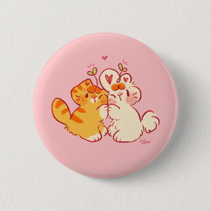 Badge Rond 5 Cm Tobi & Tansy Câlin - Joli Chat & Lapin