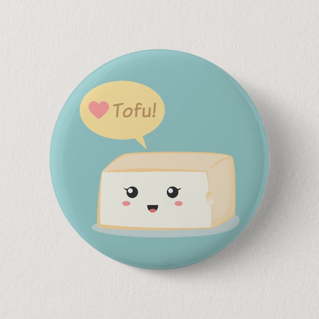 Badge Rond 5 Cm Tofu de Kawaii demandant à des personnes d'aimer (Devant)
