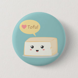 Badge Rond 5 Cm Tofu de Kawaii demandant à des personnes d'aimer