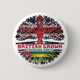Badge Rond 5 Cm Togo Togolais Royaume-Uni Drapeau des racines d'ar
