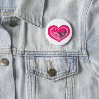 Badge Rond 5 Cm Toi Et Moi (Jolies Cochons De Caricature)