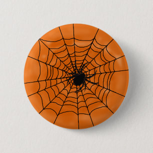Badge Rond 5 Cm Toile d'araignée de Halloween avec l'araignée sur