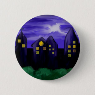 Badge Rond 5 Cm Toile de la ville de ciel nocturne