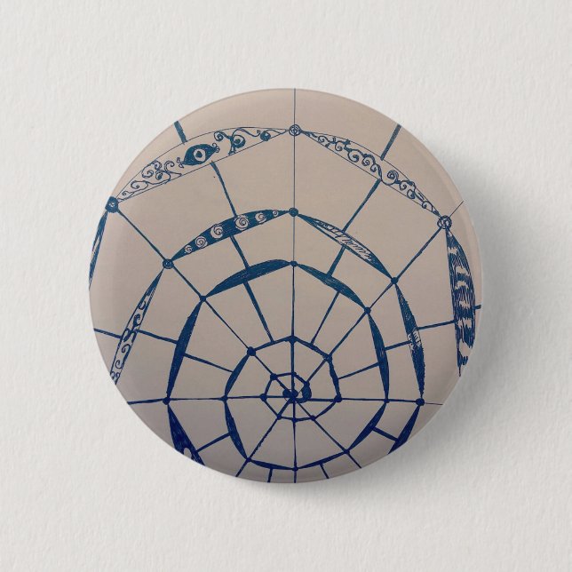 Badge Rond 5 Cm toiles d'araignées yaei (Devant)