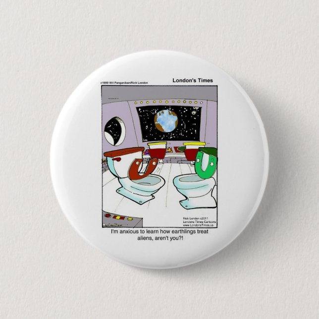 Badge Rond 5 Cm Toilets From Outer Space Funny Tees Mugs Cards Etc (Devant)