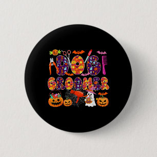 Badge Rond 5 Cm Toiletteur pour chiens Halloween Boo Citrouilles s
