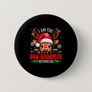 Badge Rond 5 Cm Toiletteur pour chiens Renne Noël Mignon Santa Ren