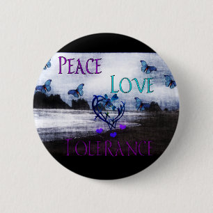 Badge Rond 5 Cm Tolérance d'amour de paix