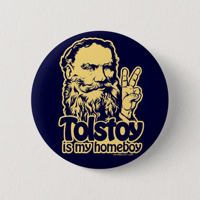 Badge Rond 5 Cm Tolstoy est mon bouton de Homeboy (Devant)