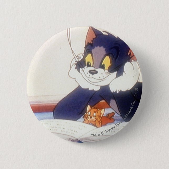 Badge Rond 5 Cm Tom And Jerry Read a Book (Devant)