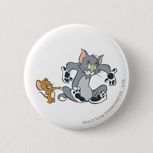 Badge Rond 5 Cm Tom et chat noir de patte de Jerry
