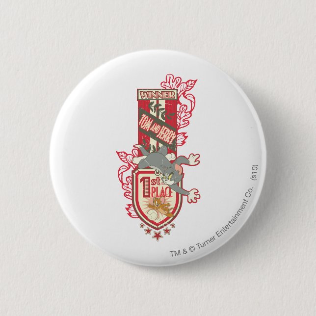 Badge Rond 5 Cm Tom et Jerry 1ère place 1 (Devant)