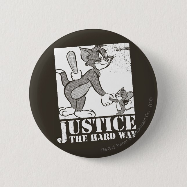 Badge Rond 5 Cm Tom et Jerry Justice à l'envers (Devant)