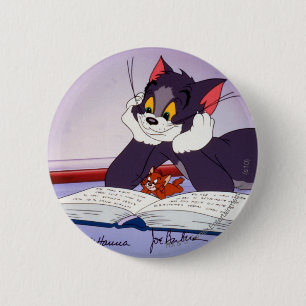 Badge Rond 5 Cm Tom Et Jerry Lecture Livre Autographié