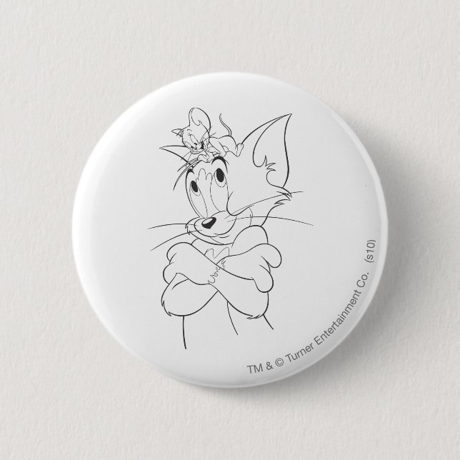 Badge Rond 5 Cm Tom et Jerry On Head (Devant)