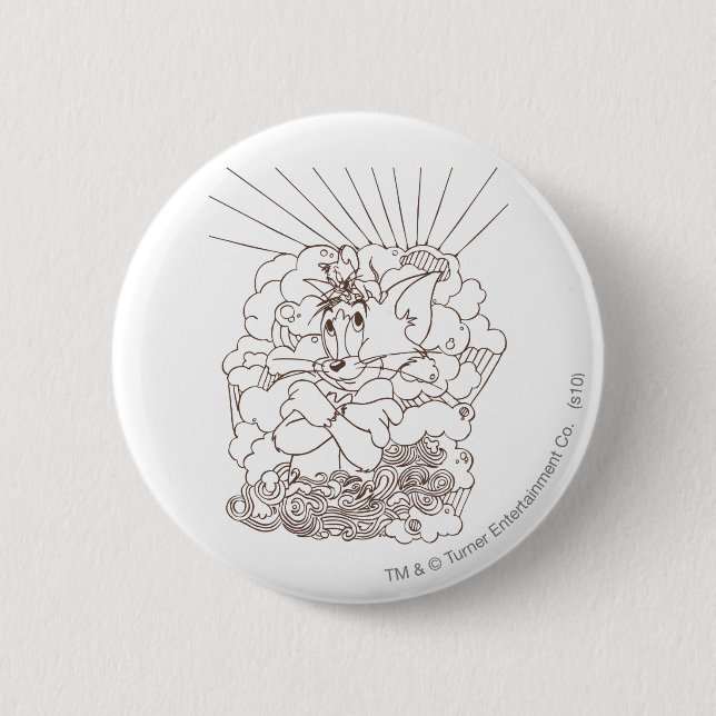 Badge Rond 5 Cm Tom et Jerry Outline (Devant)