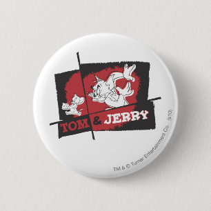 Badge Rond 5 Cm Tom et Jerry rouges et noirs