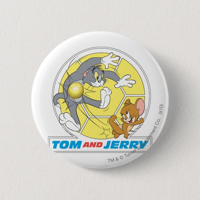 Badge Rond 5 Cm Tom et Jerry Soccer (Football) 8 (Devant)