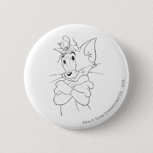 Badge Rond 5 Cm Tom et Jerry sur la tête