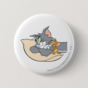 Badge Rond 5 Cm Tom et Jerry sur le Coussin
