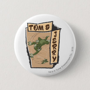 Badge Rond 5 Cm Tom et Jerry sur un divan bronzage