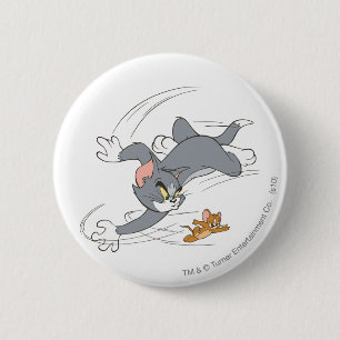 Badge Rond 5 Cm Tom et tour de chasse de Jerry