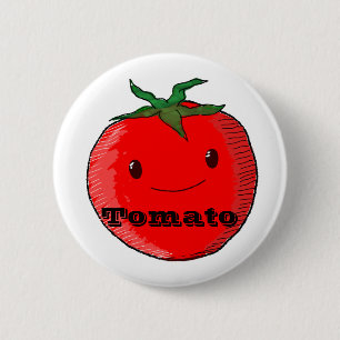 Badge Rond 5 Cm Tomate Cartoon Cute Avec Texte