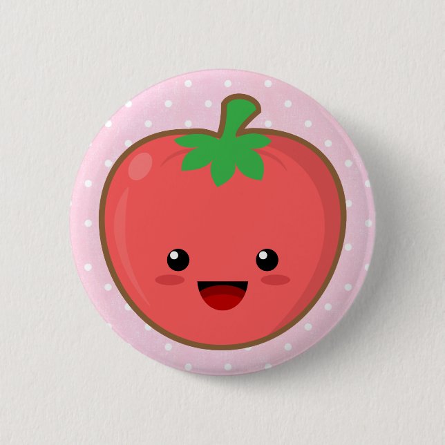 Badge Rond 5 Cm Tomate de Kawaii (Devant)